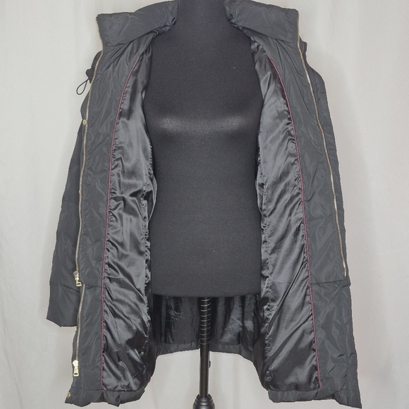 Cole Haan Black Signature Hooded Taffeta Down Coat - Size L - Picture 10 of 16